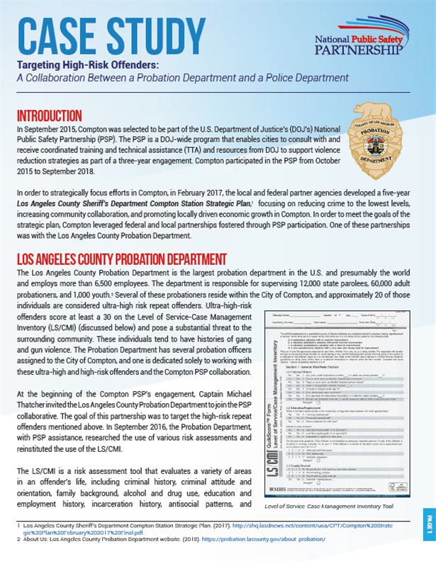 PSP Case Study Compton, California Probation PSP Clearinghouse